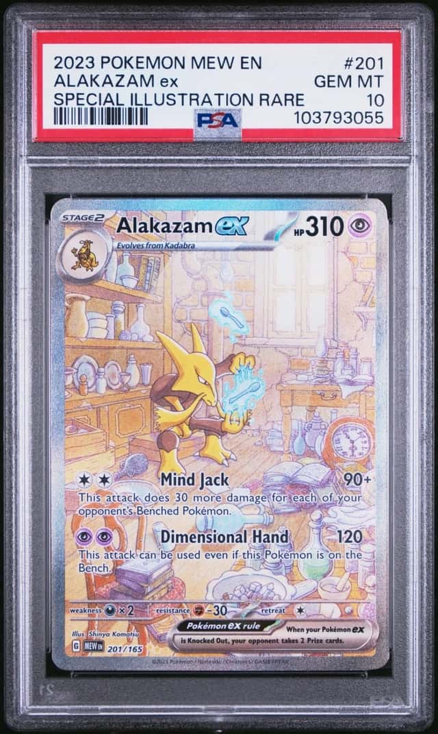 2023 POKEMON MEW EN-151 SPECIAL ILLUSTRATION RARE #201 ALAKAZAM EX PSA 10
