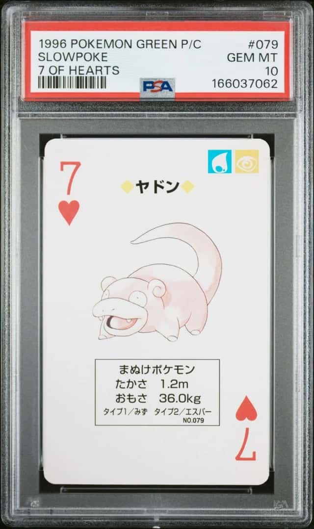 Pokemon Slowpoke Green Version Playing Cards 079 7 Of Hearts PSA 10 Gem Mint