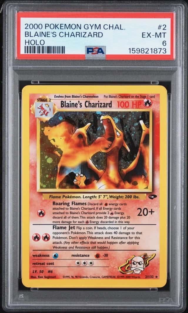 2000 POKEMON GYM CHALLENGE HOLO #2 BLAINE'S CHARIZARD PSA 6