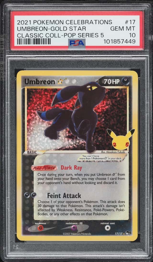 2021 Pokemon Sword & Shield Celebrations Classic Holo Umbreon Gold Star #17 PSA 10 GEM MINT