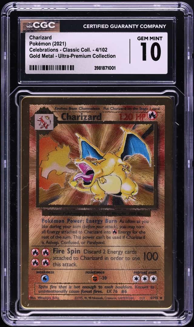 2021 Pokemon Sword & Shield Celebrations Ultra Premium Gold Metal Charizard #4 CGC 10 GEM MINT