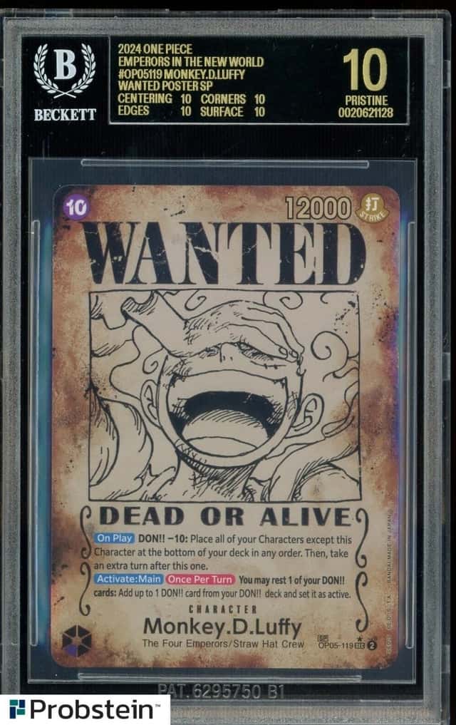 2024 One Piece English OP05-119 Monkey D Luffy Wanted Poster BGS 10 BLACK LABEL