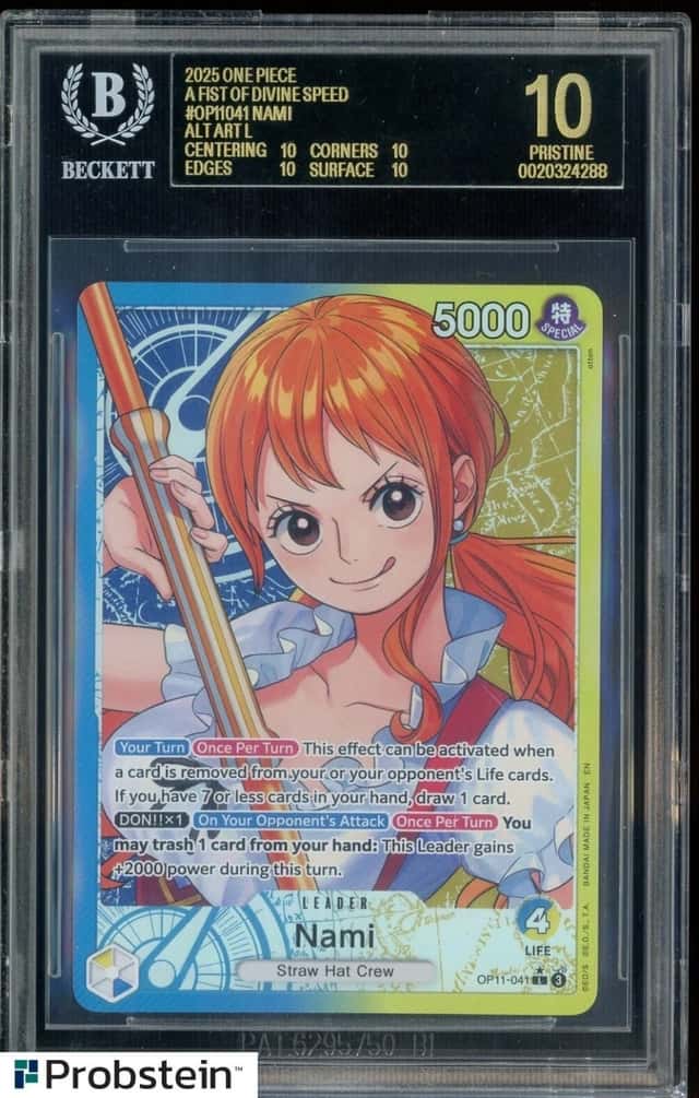 2025 One Piece A Fist of Divine Speed #041 Nami Alt Art BGS 10 BLACK LABEL