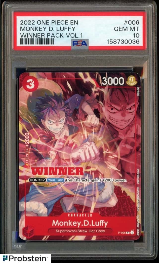 2022 One Piece EN Winner Pack Vol.1 #006 Monkey D. Luffy PSA 10 GEM MINT