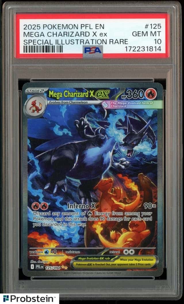 2025 Pokemon PFL EN Special Illustration Rare #125 Mega Charizard X ex PSA 10