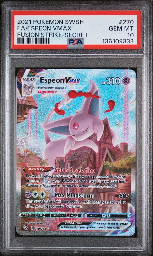 2021 Pokemon SWSH Fusion Strike #270 FA/Espeon VMAX PSA 10 GEM MT