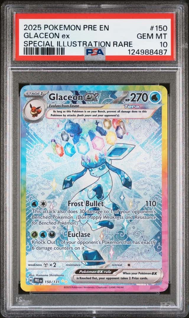 2025 POKEMON PRISMATIC EVOLUTIONS SPECIAL ILLUSTRATION RARE GLACEON EX PSA 10