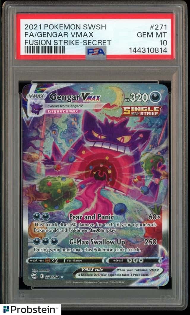 2021 Pokemon SWSH Fusion Strike Secret #271 FA Gengar VMax PSA 10 GEM MINT