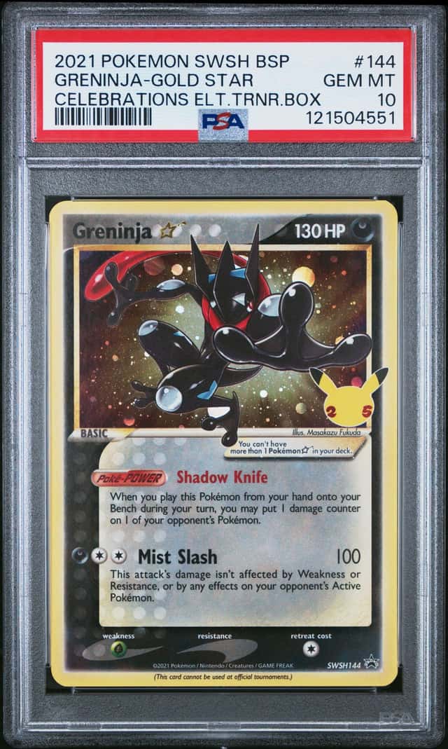 2021 POKEMON SWSH BSP #144 GRENINJA-GOLD STAR CELEBRATIONS ETB PSA 10