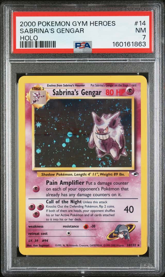 SABRINA'S GENGAR 2000 POKEMON GYM HEROES HOLO #14/132 PSA 7 Q3626