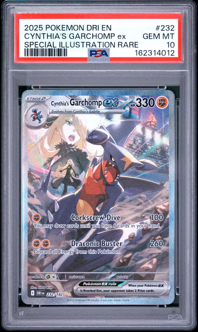 2025 POKEMON DESTINED RIVALS SPECIAL ILLUSTRATION CYNTHIA'S GARCHOMP EX PSA 10