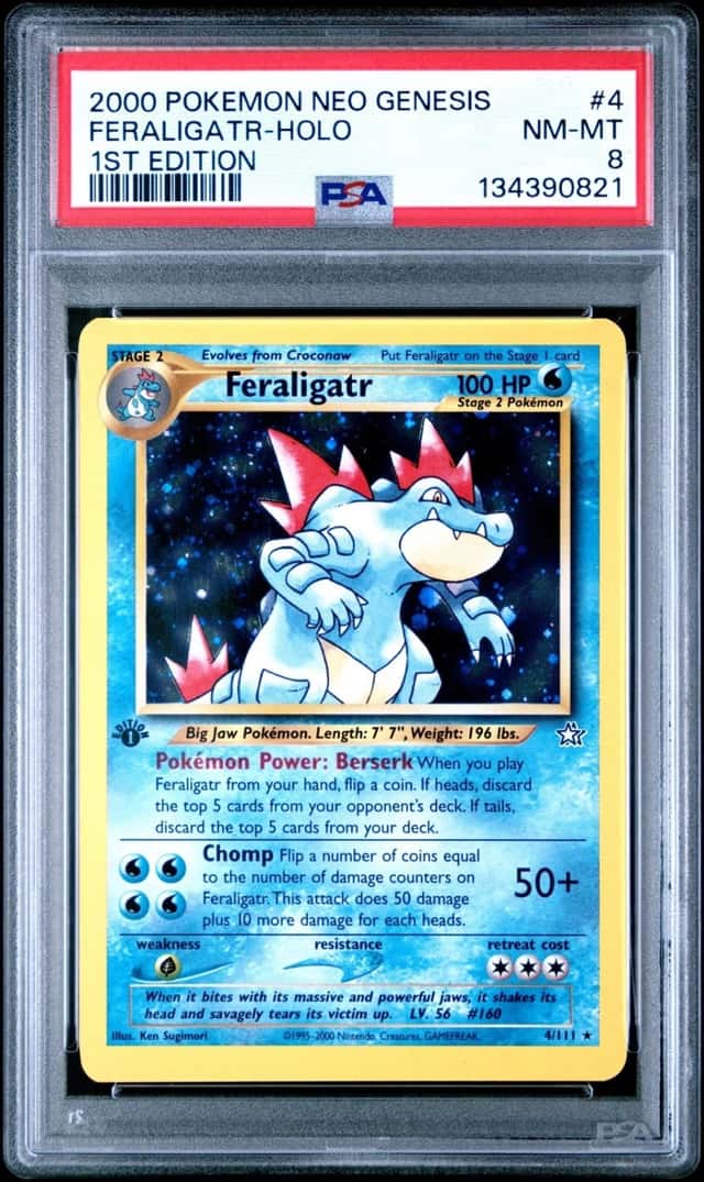2000 POKEMON NEO GENESIS 1ST EDITION #4 FERALIGATR-HOLO PSA 8