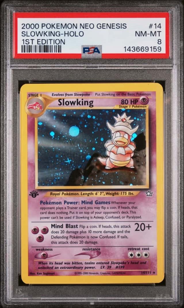 2000 POKEMON NEO GENESIS 1ST EDITION #14 SLOWKING-HOLO PSA 8