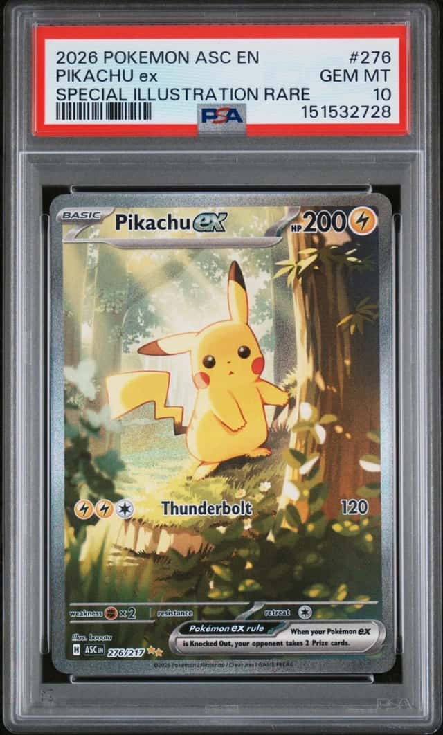 2026 POKEMON ASCENDED HEROES SPECIAL ILLUSTRATION RARE #276 PIKACHU EX PSA 10