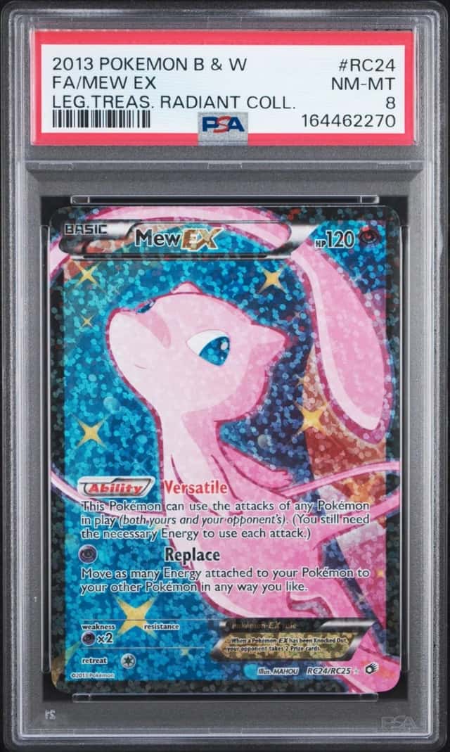 2013 POKEMON BLACK & WHITE LEGENDARY TREASURES #RC24 FULL ART/MEW EX PSA 8