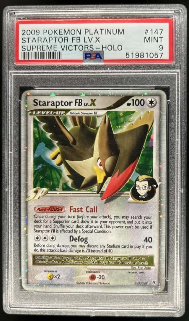 2009 Pokemon Platinum Supreme Victors Staraptor FB LV.X Holo #147/147 PSA 9