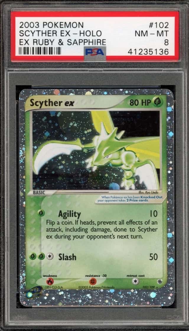 Pokemon Scyther ex Holo EX Ruby & Sapphire 102/109 PSA 8