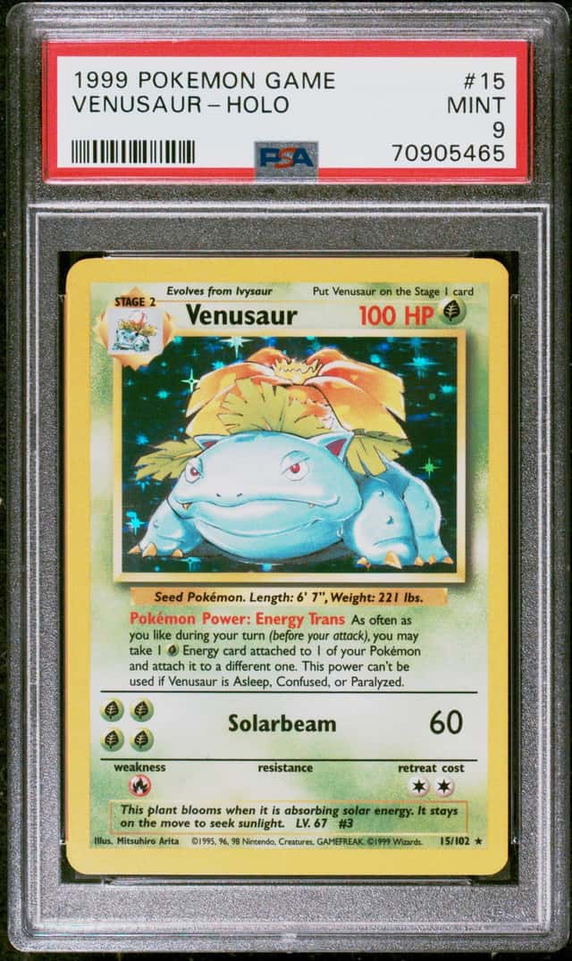 Pokemon Venusaur Holo Base Set Unlimited 15/102 PSA 9 Mint