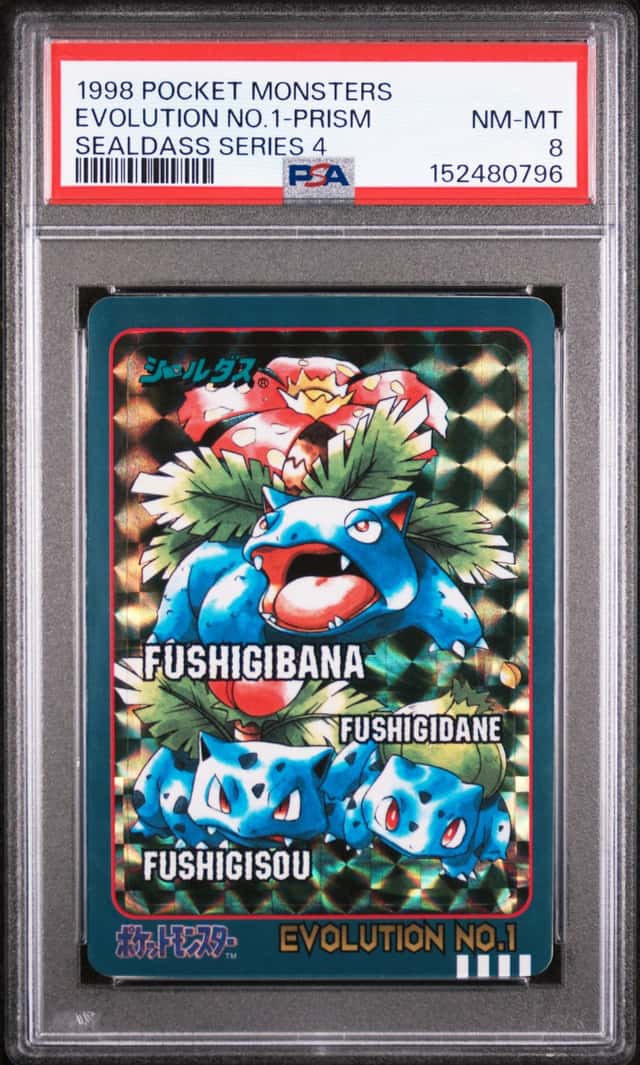 Venusaur Evolution No. 1 PRISM Sealdass Japanese Pokemon (1998) - PSA 8