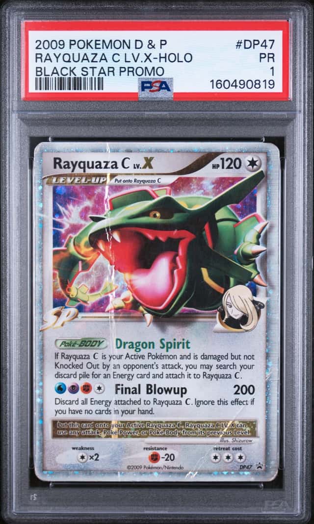 Pokemon Card Rayquaza C LV. X Holo DP47 Black Star Promo PSA 1