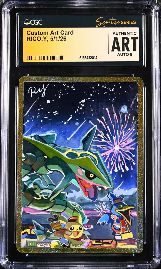 Pokemon CGC AUTH AUTO 9 Custom Art Card Rayquaza RICO.Y 2023 026/032 CLF JPN