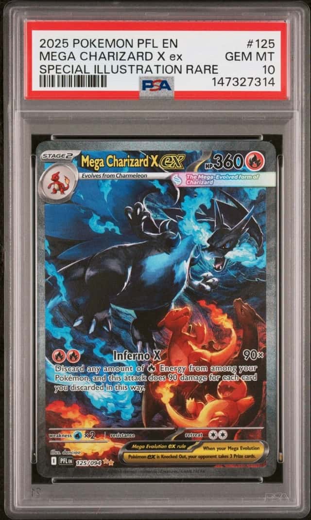 2025 POKEMON PFL SPECIAL ILLUSTRATION RARE #125 MEGA CHARIZARD X EX PSA 10