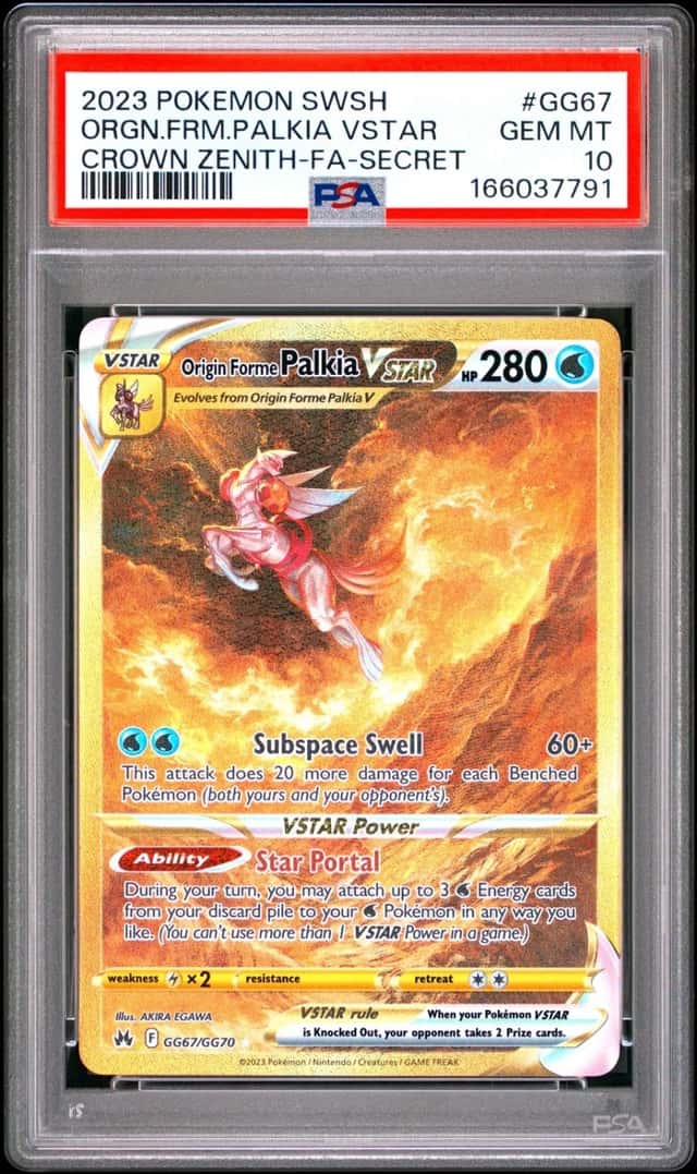 2023 POKEMON SWORD & SHIELD CROWN ZENITH FA/ORIGIN FORME PALKIA VSTAR PSA 10