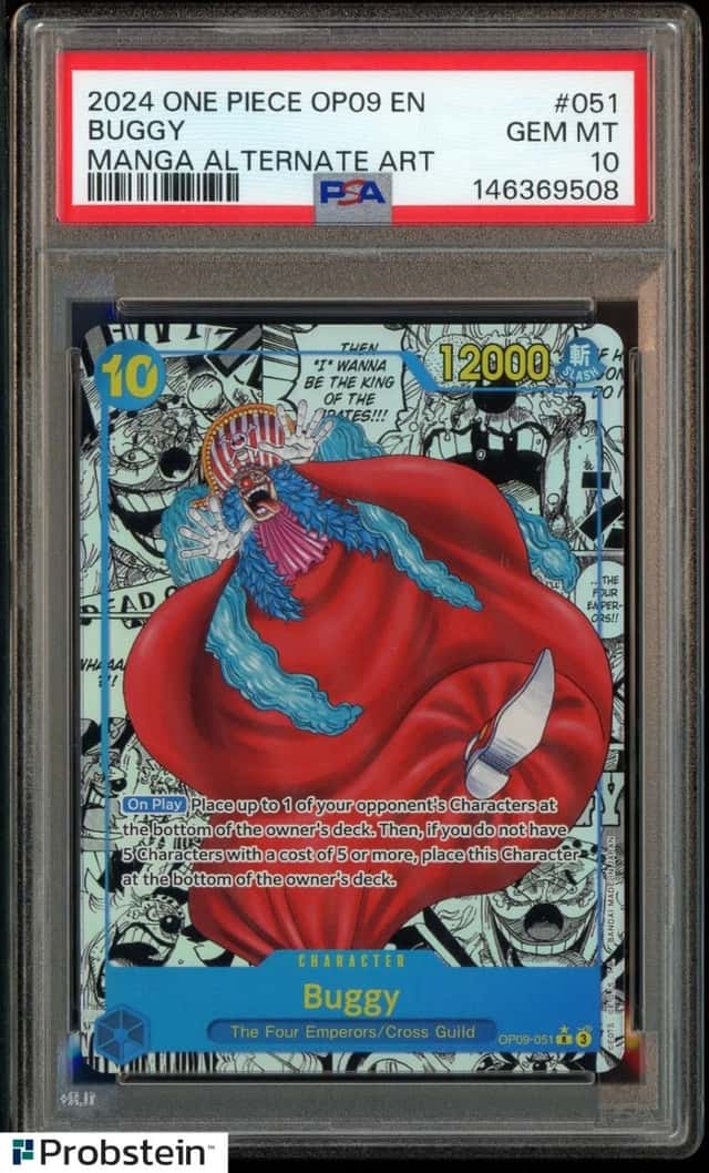 2024 One Piece OP09 En Manga Alternate Art #051 Buggy PSA 10 GEM MINT