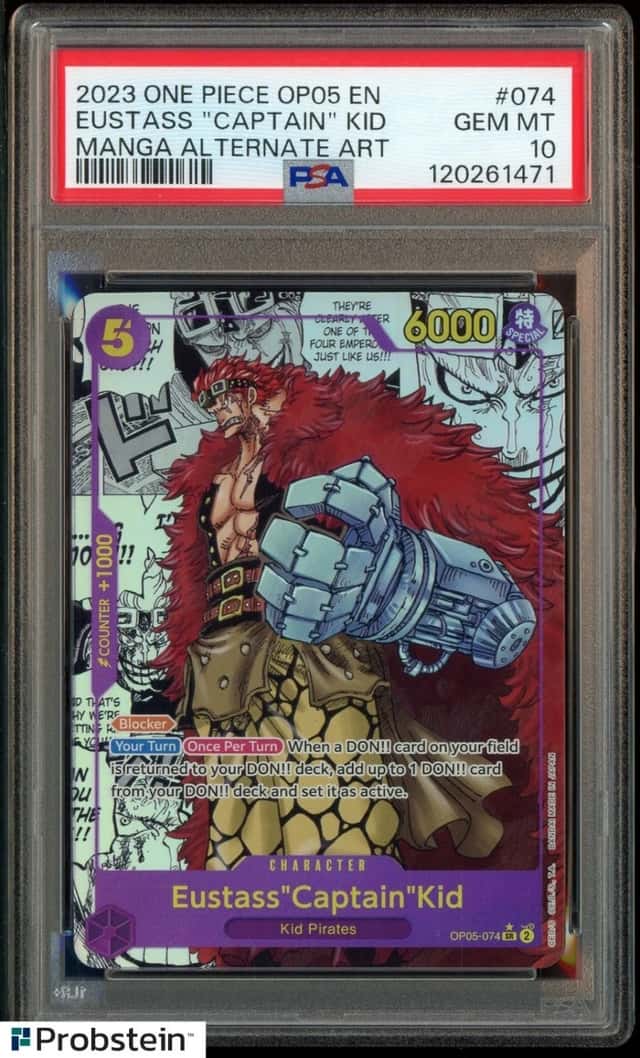 2023 One Piece OP05 EN Manga Alternate Art #074 Eustass Captain Kid PSA 10