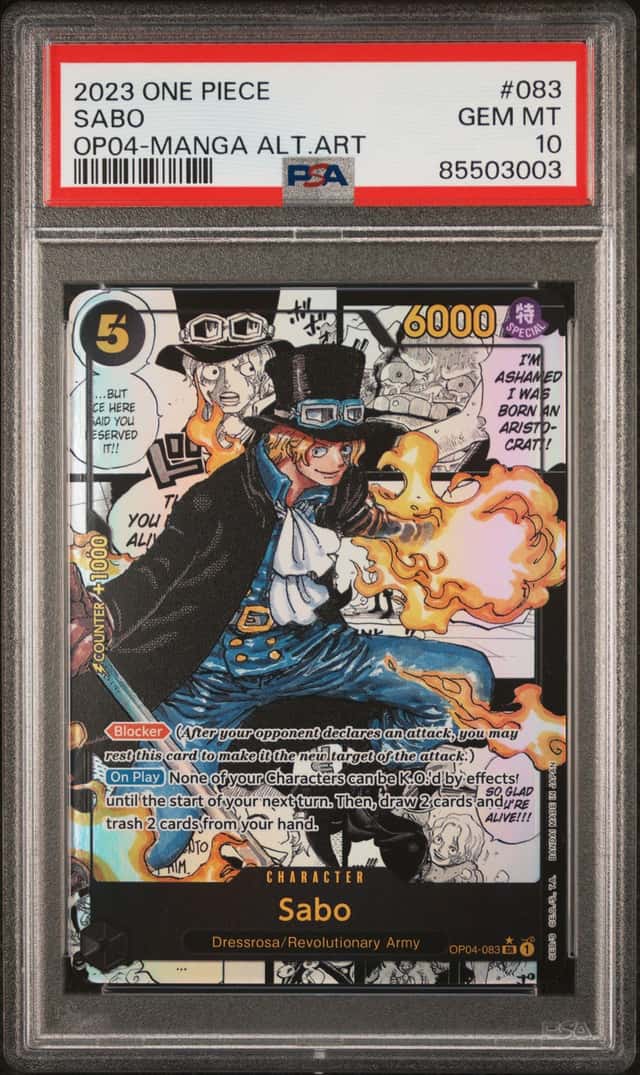2023 One Piece OP04 EN Kingdoms of Intrigue #083 Sabo Manga Alternate Art PSA 10