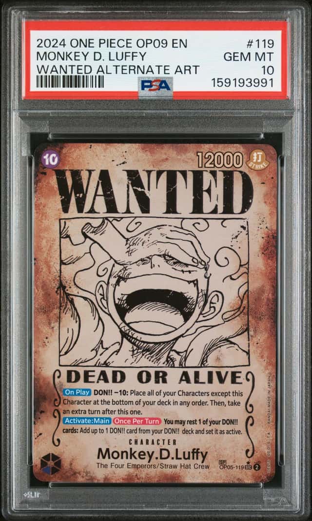2024 One Piece Emperors New World Monkey D Luffy Wanted Alt Art OP05-119 PSA 10