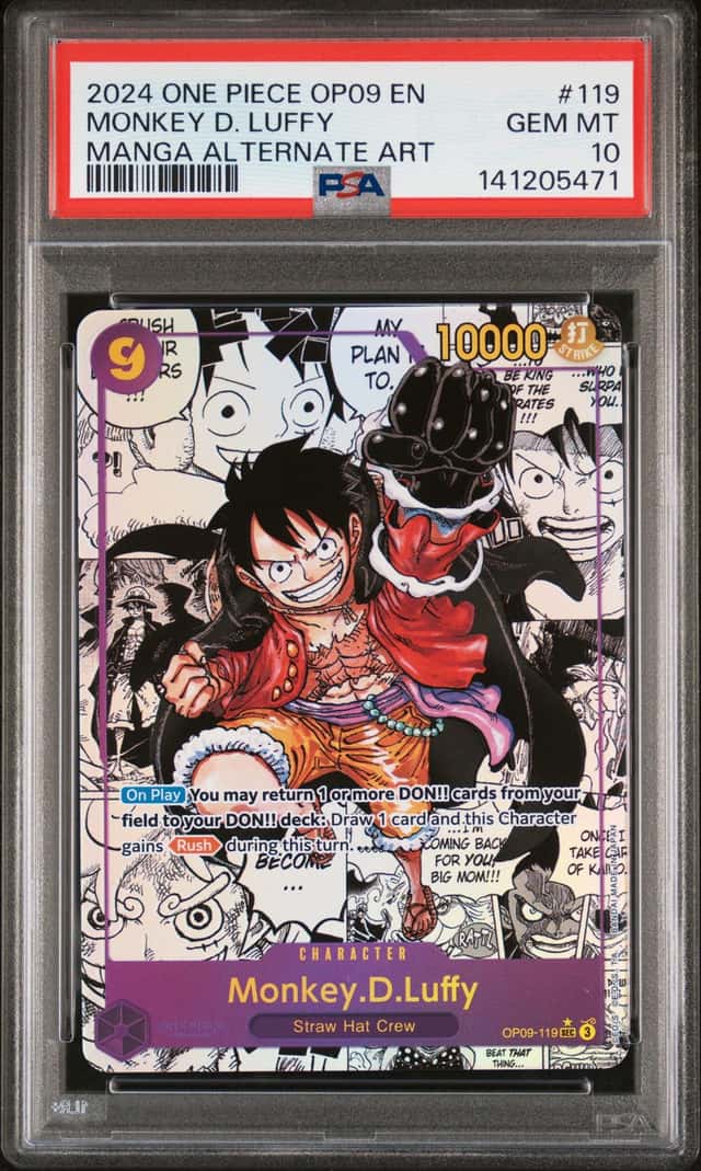 2024 One Piece OP09 EN Manga Alternate Art #119 Monkey D Luffy PSA 10 GEM MINT