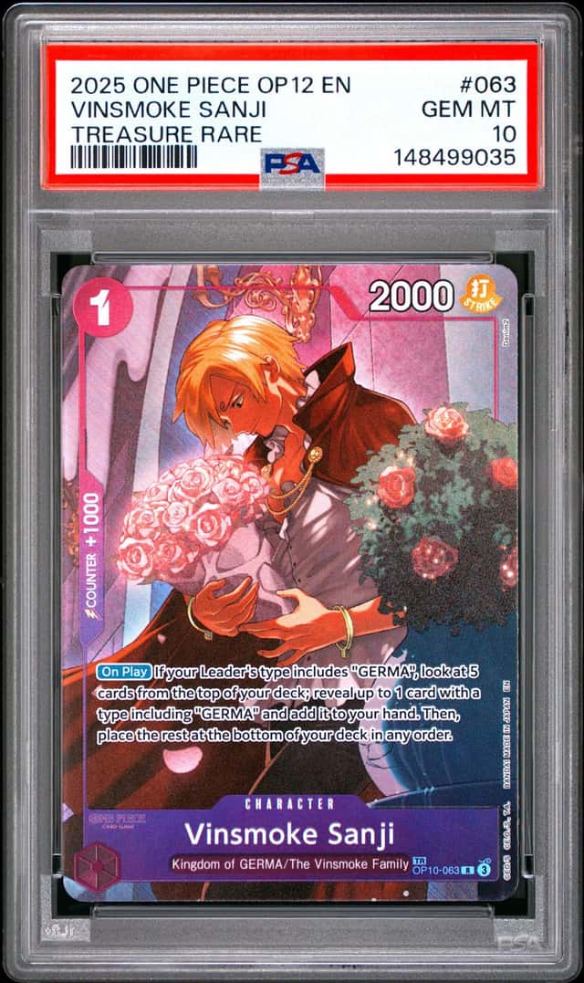 2025 One Piece OP12 EN Treasure Rare #063 Vinsmoke Sanji PSA 10 GEM MINT