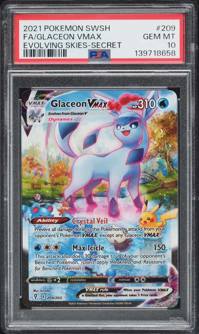 2021 Pokemon Sword & Shield Evolving Skies Alt Art Glaceon VMAX #209 PSA 10 GEM MINT
