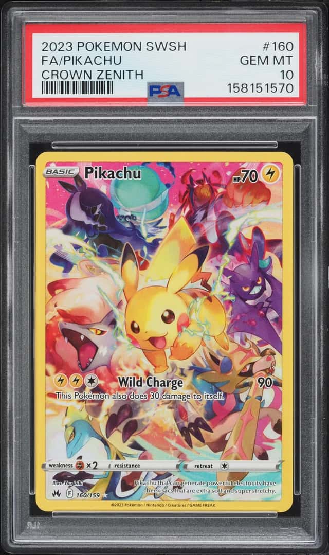 2023 Pokemon Sword & Shield Crown Zenith Full Art Pikachu #160 PSA 10 GEM MINT