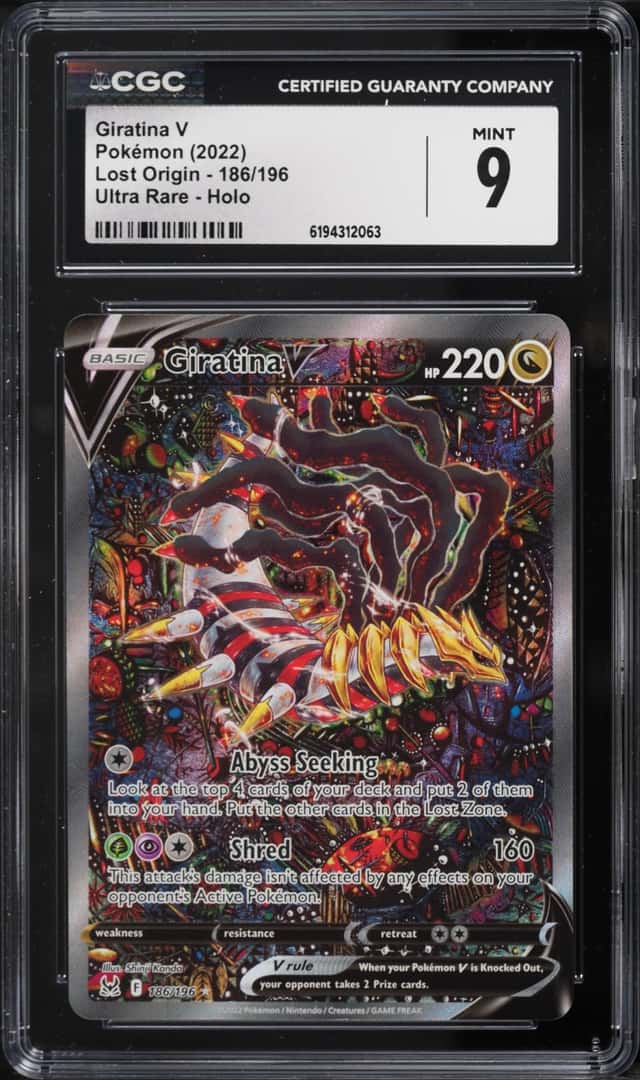 2022 Pokemon Sword & Shield Lost Origin Full Art Giratina V #186 CGC 9 MINT