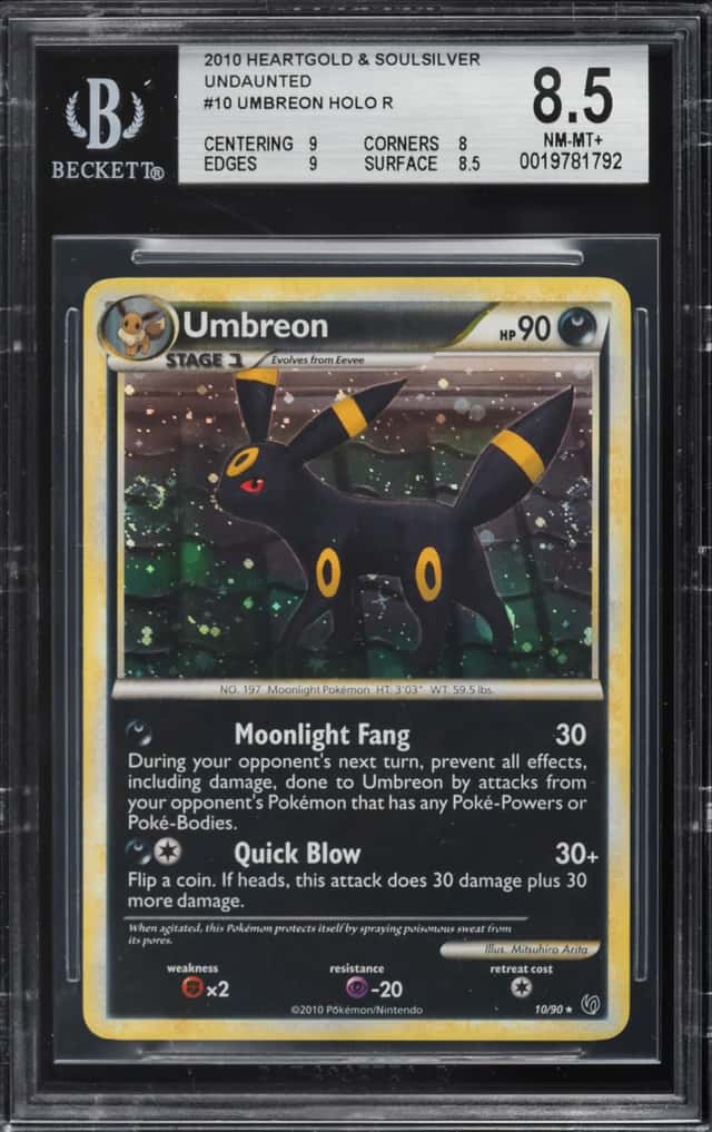 2010 Pokemon HeartGold & SoulSilver Undaunted Holo Umbreon #10 BGS 8.5 NM-MT+