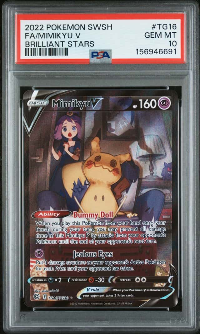 2022 Pokemon Sword & Shield Brilliant Stars Full Art Mimikyu V #TG16 PSA 10 GEM MINT