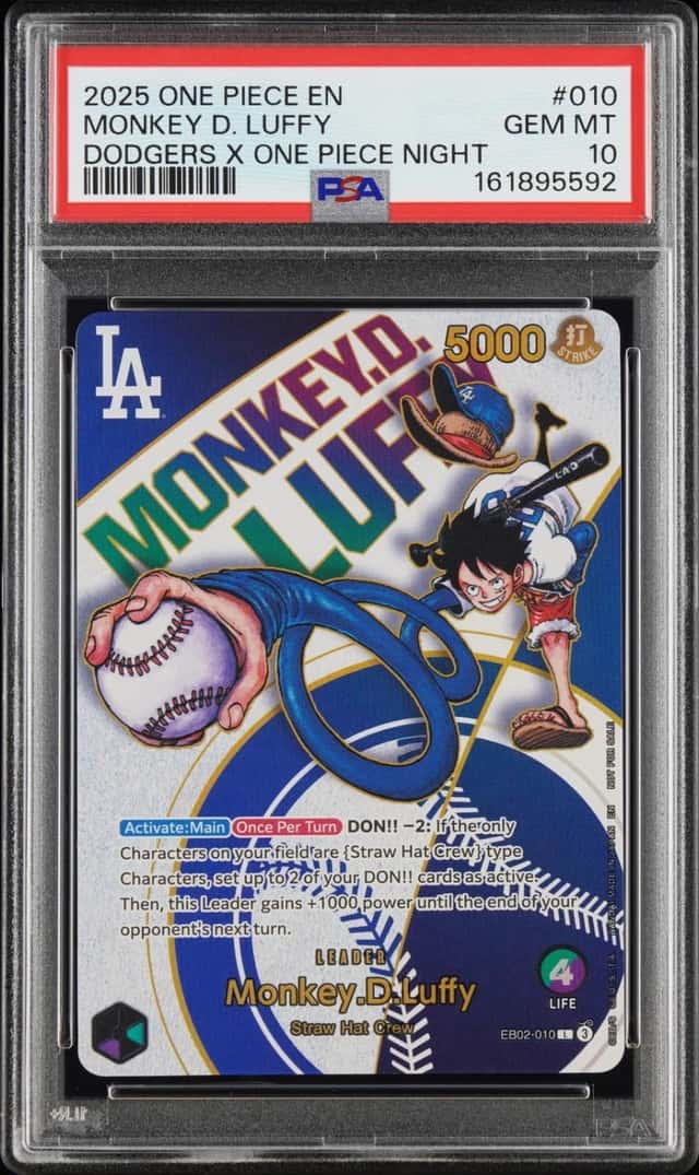 2025 ONE PIECE PROMOS DODGERS X ONE PIECE NIGHT  #010 MONKEY D. LUFFY PSA 10