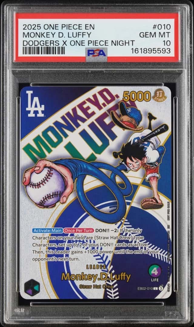 2025 ONE PIECE PROMOS DODGERS X ONE PIECE NIGHT  #010 MONKEY D. LUFFY PSA 10