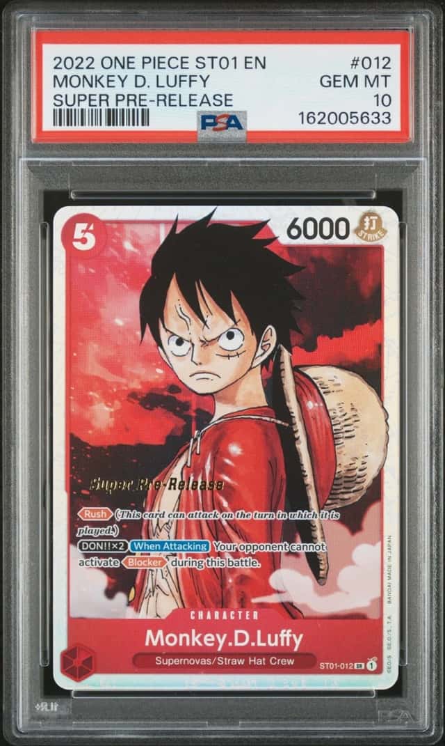 One Piece Monkey D. Luffy Straw Hat Crew St01-012 Super Pre-Release PSA 10