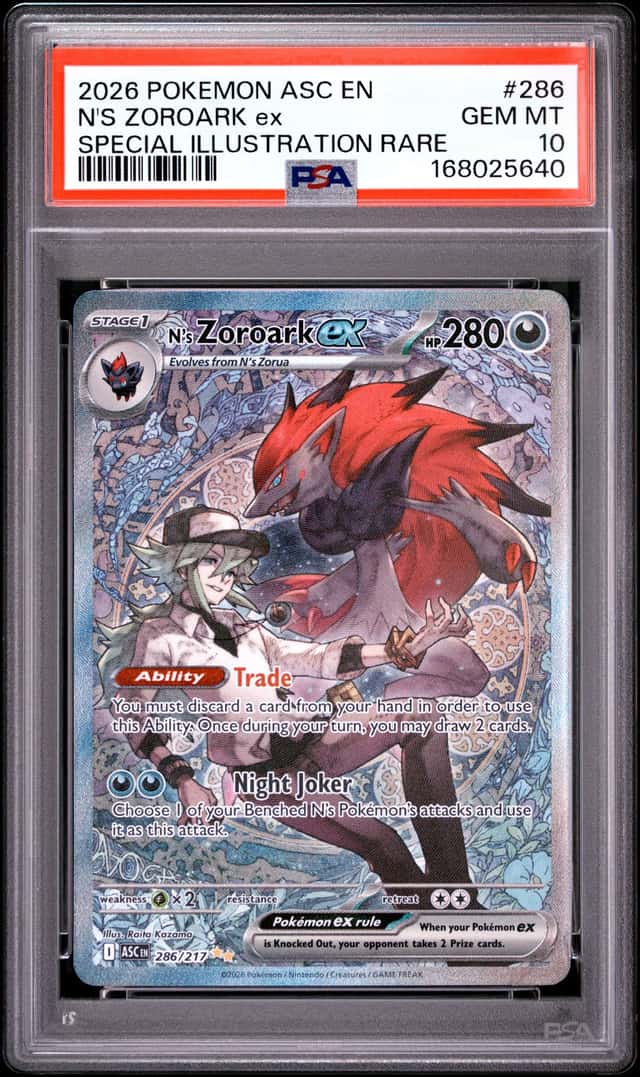 2026 POKEMON ASCENDED HEROES SPECIAL ILLUSTRATION RARE N'S ZOROARK EX PSA 10