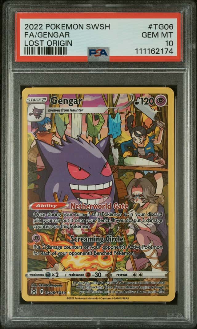 GENGAR 2022 POKEMON LOST ORIGIN TRAINER GALLERY #TG06 FULL ART PSA 10