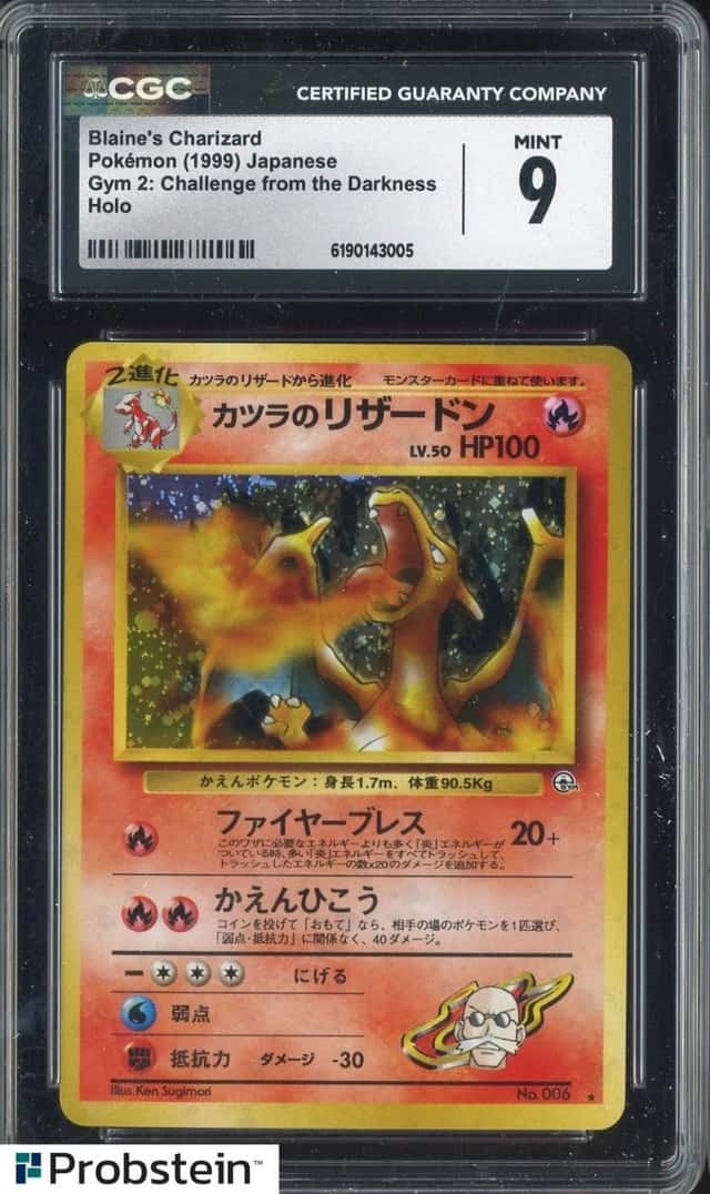 1999 Pokemon Japanese Gym 2 #006 Blaine's Charizard Holo CGC 9 MINT