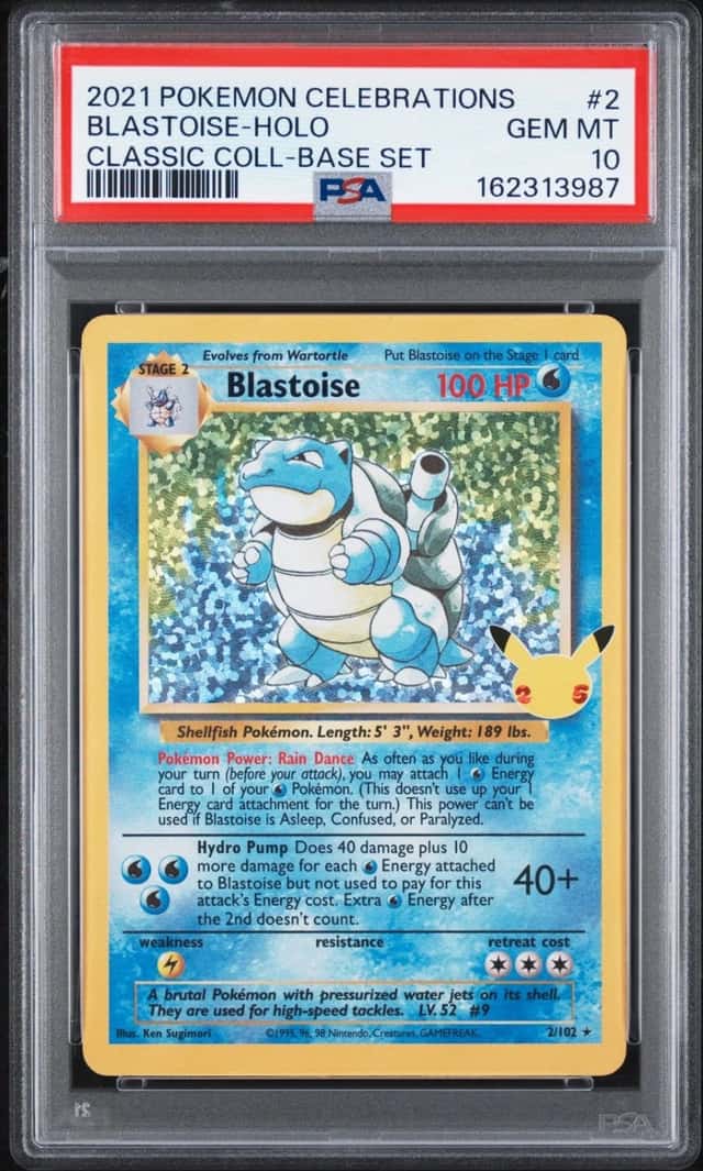 2021 POKEMON CELEBRATIONS CLASSIC COLLECTION #2 BLASTOISE-HOLO PSA 10