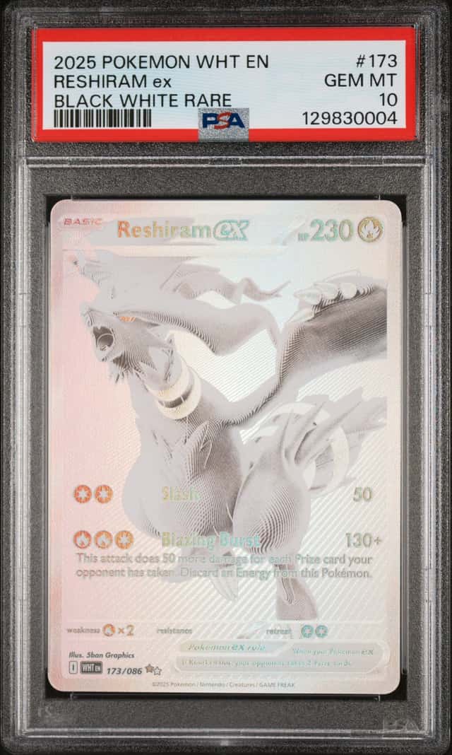 Pokemon PSA 10 Reshiram ex Black White Rare 2025 173/086 WHT English
