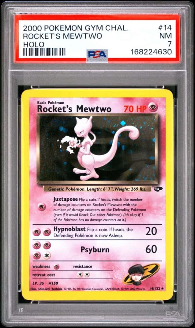 2000 POKEMON GYM CHALLENGE HOLO #14 ROCKET'S MEWTWO PSA 7
