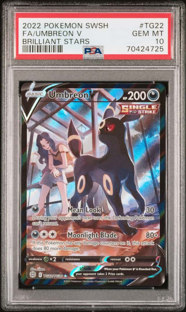 2022 Pokemon SWSH Brilliant Stars Umbreon V Trainer Gallery #TG22/TG30 PSA 10