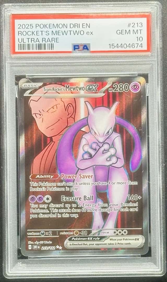 Pokémon TCG PSA 10 Team Rocket's Mewtwo EX Destined Rivals 213/182 EN