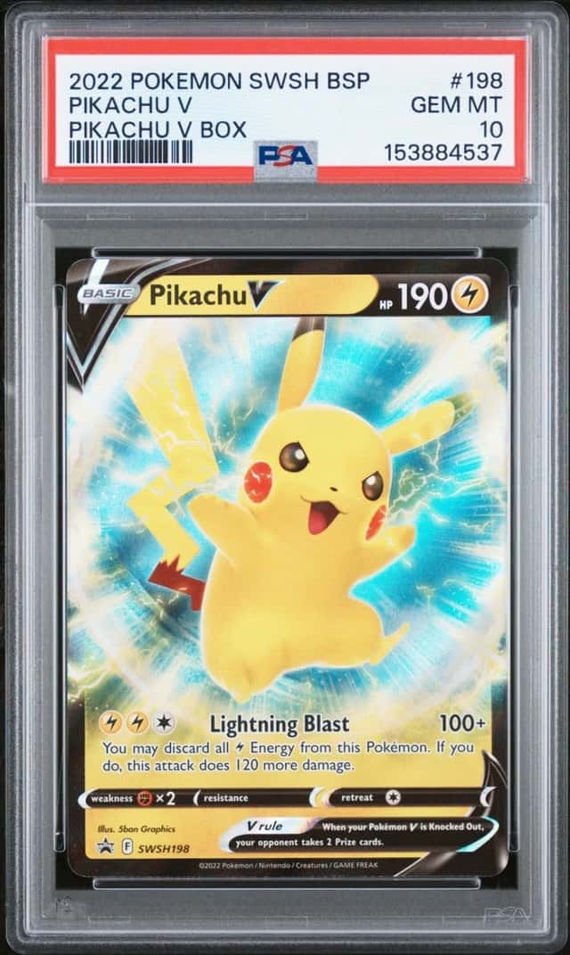 Pokemon Pikachu V Bx. Swsh Black Star Promo 198 PSA 10 Gem Mint
